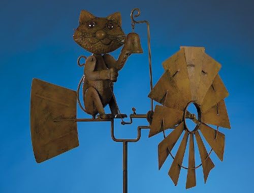 Grand Moulin A Vent Girouette En Metal Chat Avec Clochette 155 Cm Figurine De Jardin Pour Balcon Terrasse Ou Jardin Amazon Fr Jardin