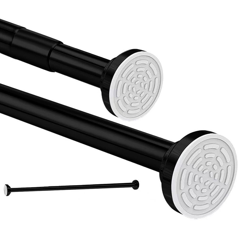 Extendable Shower Curtain Pole 120-290CM,Stainless Steel No Drill Curtain Pole, Door Shower Curtain Rail Tension Rod,Non-Slip,Never Rust,Never Collapse for Wardrobe Curtain Kitchen Black — image 1