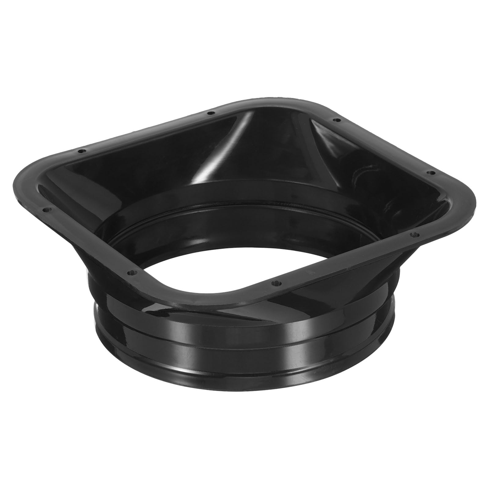 PATIKIL 6.2" Duct Connector Flange, PP Dryer Vent Wall Plate Square to Round Straight Ducting Plate for Air Heating Cooling Ventilation Exhaust Fan, Black