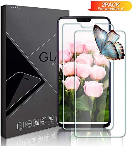 JKPNK OnePlus 6 Screen Protector [2 Pack], 9H Hardness HD Tempered Glass Screen Protector Anti-Scratch Bubble-Free Screen Protector for OnePlus 6
