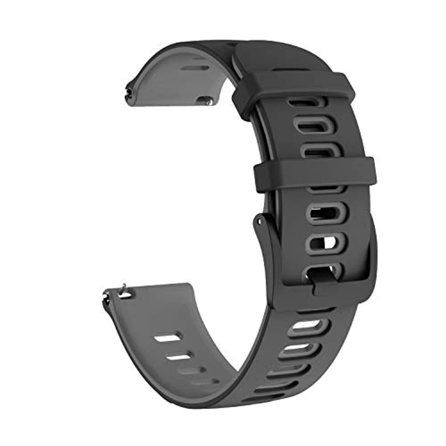 Fleshy Leaf Compatible with Garmin Vivoactive 3 Bands, 20mm Quick Release Silicone Watch Bands Replacement for Vivoactive 3 / Forerunner 645 / Forerunner 245 Smartwatches (Black-Grey) — image 1