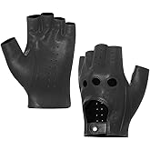 Harssidanzar Mens Fingerless Half Finger Leather Driving Gloves Lambskin Unlined Upgrade GM032US