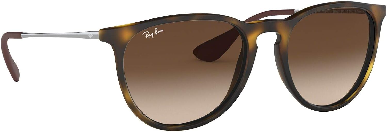 Ray-Ban Women's RB4171 Erika Round Sunglasses, Dark Rubber Tortoise/Brown Gradient, 54 mm: Ray Ban: Shoes