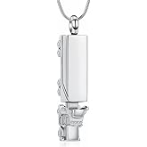 shajwo 18 Wheeler Semi Truck Urn Necklace for Ashes for Men Women Cremation Jewelry of Loved Ones Memorial Locket Pendant