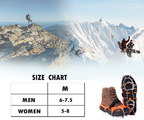 image for Walk Traction Ice Cleat Spikes Crampons,18Teeth,True Stainless Steel S