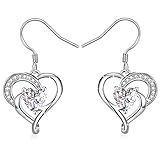J.Rosée Christmas Jewelry Gifts Packing Women's Jewelry Sterling Silver Love Shaped Cubic Zirconia Heart Dangle Earrings