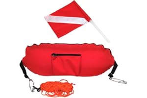 YIJU Spearfishing Buoy 420D Nylon Inflatable Diving Float Removable Dive Flag with 25m Line Ropes Diver