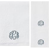 Personalized Monogrammed Bath Towel Set, Cotton, Custom Embroidered Initials, Luxury Hotel Style