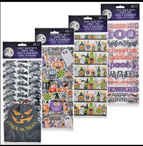 25-ct. packs of 5x11 Halloween cello loot bags (1 packs random design)