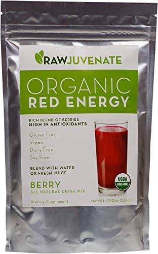 Raw Green Organics - Organic Red Energy - Rich Blend of Berries High in Antioxidants - 7.9 oz. (224 Grams)