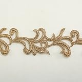 Gold Metallic Floral Flower Lace trim by the yard - Bridal wedding Lace Trim wedding fabric Millinery accent motif scrapbooking crafts lace for baby headband hair accessories dress bridal accessories by Annielov trim #71