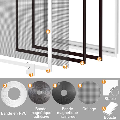OWYR Fibreglass Magnetic Window Mosquito Net 150 x 180 cm, Customisable with Removable Frame: Easy Installation, Universal for All Windows