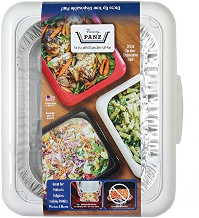 FANCY PANZ Portable Casserole Serveware, for Indoor and Outdoor Use, White, Bonus Foil Pan Included