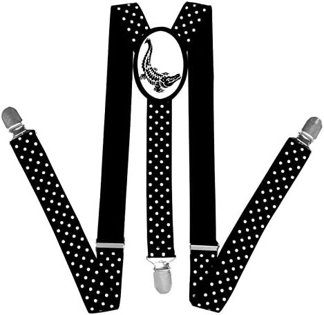 FVSD4VFD15 Nice Unique Dark Crocodile Pattern Suspender Unisex Suspender Adjustable Y-Back