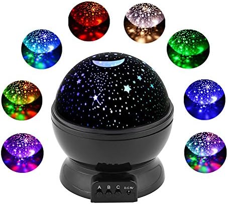 Night Lighting Lamp,Star Light Rotating Projector,360 Degree Romantic Rotating Cosmos Star Projector 4 LED Bulbs 9 Modes for Children Kids Bedroom,The best gift for friends and family (black)