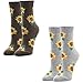 PanPacSight 2 Pack of Women Girls Novelty Funny Sunflower Crew Socks, Cute Funky Floral Christmas Wear, SIze 8-13