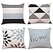 Decemter 4PCS Geometric Tree Leaf Throw Cushion Cover Cotton Linen Pillowcase Home Decoration 18x18 Beige