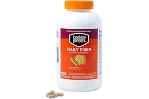 Berkley Jensen Daily Psyllium Husk Supplement (600 - Count), Natural Fiber for Men & Women - Fiber Capsules for Overall Digestive Health, Easing Constipation, Aiding Nutrient Absorption, Made in USA