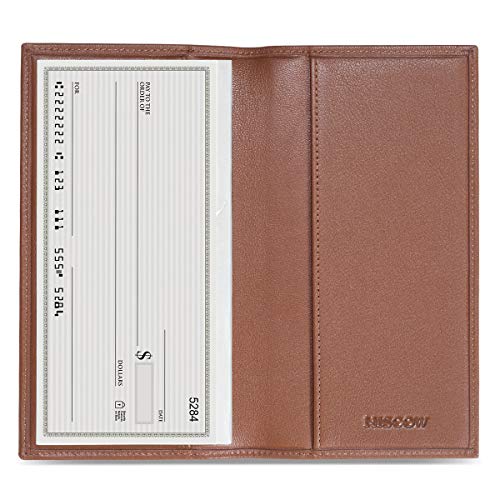 HISCOW Classy Standard Checkbook Cover with Free Divider - Italian Calfskin (Premium Cognac)