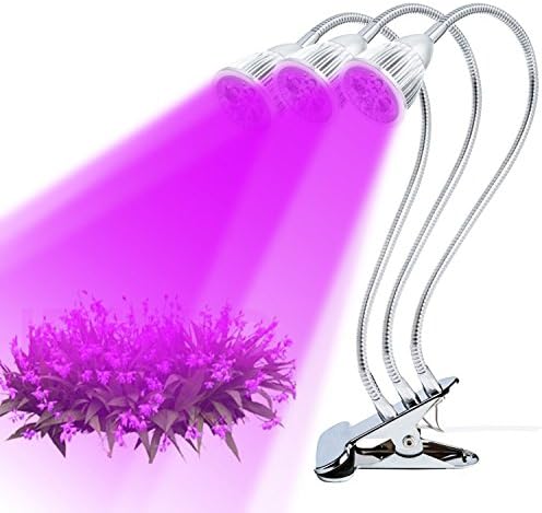 Super Bright 15W Three heads Grow Light,Desk Clip Lamp with 360 Degree Flexible Gooseneck and Three on/off Switch for Indoor Plants Greenhouse Office,LED Plant Grow lamp