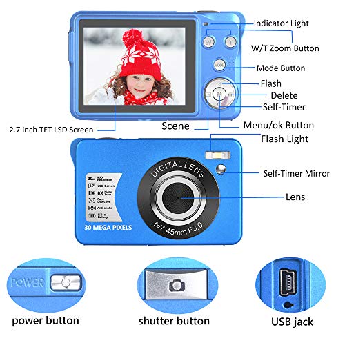 Digital Camera 2.7 Inch LCD Rechargeable HD Digital Camera Compact