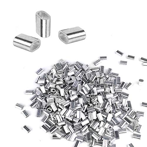 400 Pcs Aluminum Crimping Loop Sleeve, Aluminum Sleeves Clip for 1/16" Diameter Wire Rope and Cable - Thumbnail 5