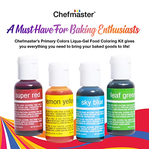 Chefmaster Primary Colors LiquaGel Food Coloring Kit WaterBased