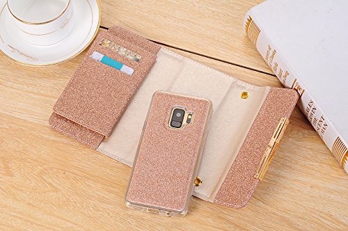 image for Samsung Galaxy S9 Case, DMaos Bling Glitter Women PU Leather Wallet Cr
