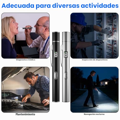 BlueYu USB Rechargeable Medical Flashlight (2 PCS), Medical Light with Pupil Indicator and Digital Display, 2 Modes Warm/White Light, Ideal for Doctors, Nurses and Nursing Students