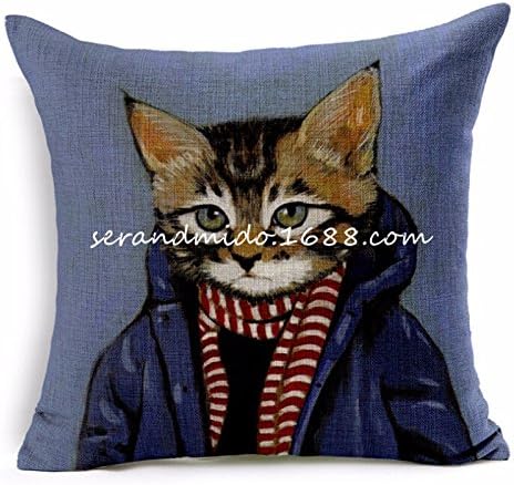Cute Lovely Cat Decorative Cushion Cover Cotton Linen Square Throw Pillow Cover 45x45CM Pillow Case Home Office Car Sofa Decor 06