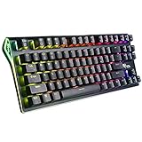 RGB Mechanical Keyboard 87-Key RGB LED Backlit Wireless Bluetooth 3.0 /USB Wired Multi-Media Mechanical Gaming Keyboard for PC/iPad/Smartphone/Laptop （Rechargeable Battery） Blue Switch