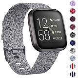 KIMILAR Woven Band Compatible with Fitbit Versa/Fitbit Versa 2/Fitbit Versa Lite Edition, Large Small Woven Fabric Breathable Men Women Versa Replacement Band for Versa Smartwatch