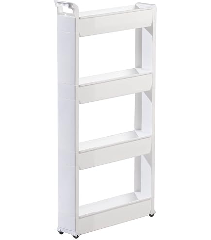 Slim Storage Cart 4 Tier Slim Rolling Cart On Wheels Mobile Narrow - View #9