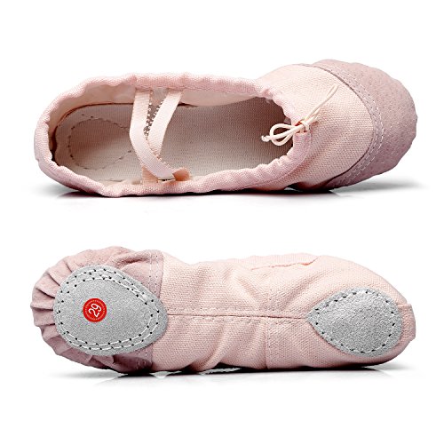 MSMAX Kid Girl's Classic Canvas Practise Ballet Dancing Yoga Shoes,Natural,10 M US - Thumbnail 3