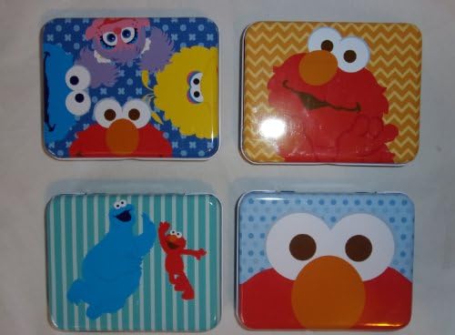Set of 4 Sesame Street Decorative Tins Elmo and Friends (4" X 3 1/4" X 1" Each)