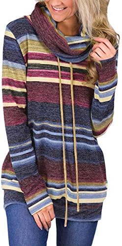 Women's Long Sleeve Casual Lightweight Sweatshirts Tunic Shirt Cowl Neck Jumper Top