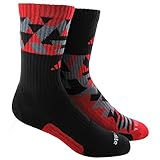 adidas Men's Energy Camo 2-Pack Crew Socks, Black/Power Red/Onix, Large