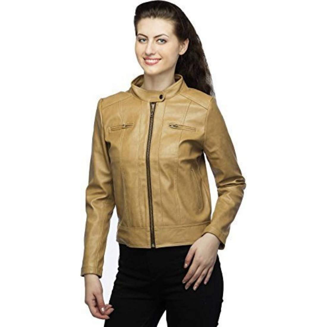 mia fashion full sleeve pu leather fashionable jacket for women/girls