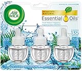 Air Wick plug in Scented Oil 3 Refills, Fresh Waters, Essential Oils, Air Freshener