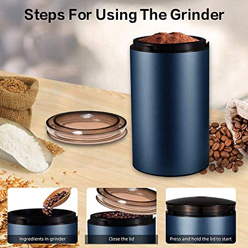 Mogzank Kaffee MüHle und GewüRz MüHle mit Rostfreier Stahl Klingen, Tragbare Elektrische Kaffee MüHle für Getreide – Bild 5