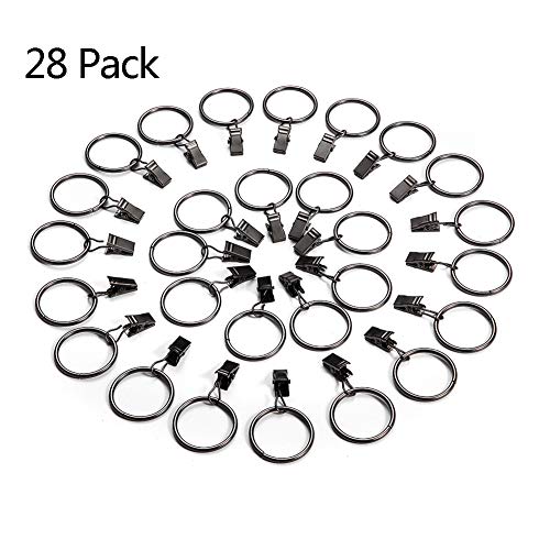image for DEZENE Clip Curtain Rings - 28 Pack,1.25 Inch,Strong Metal,Rustproof -