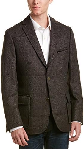 Flynt Mens Butler Wool-Blend Blazer, 46L, Brown
