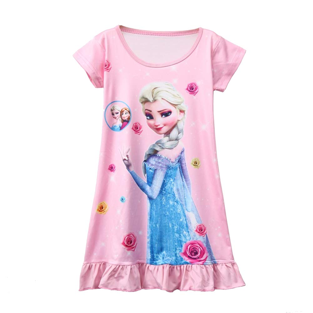 Princess Nightdress Girls Nightie Snow Nightwear Queen Short Sleeve Nightgown with Flowers