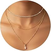 JNCTCOE Layered Necklaces for Women, Dainty 14K Gold Plated Chain Choker Necklace Stack, Simple Gold Layered Herringbone Necklace Set Stackable Gold Chain Necklaces for Women Trendy Gold Jewelry Gifts