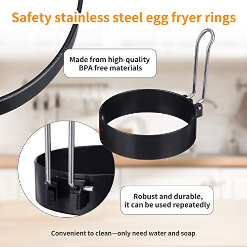 Egg Ring, ARTISTORE 2 Pack Round Egg Pancake Maker Mold, Stainless Steel Non Stick Metal Circle Shaper Mold, Household Kitchen Cooking Tool for Frying or Shaping Eggs, Egg Maker 3 Inch