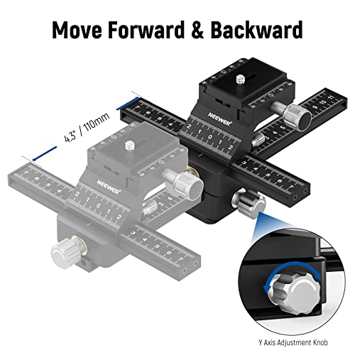 NEEWER 4-Way Macro Focusing Rail with Quick Release Plate for Arca Type, 1/4 Inch Thread for Macro Photography & Close-up Photography, Compatible with Canon Nikon Fujifilm Sony DSLR Mirrorless Camera