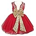 0-12 Years Little Big Flower Girl Dresses for Wedding Christmas (130, Red)