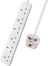 EXTRASTAR 6 Way Extension Lead 13A UK Plug 2m White Power Strip
