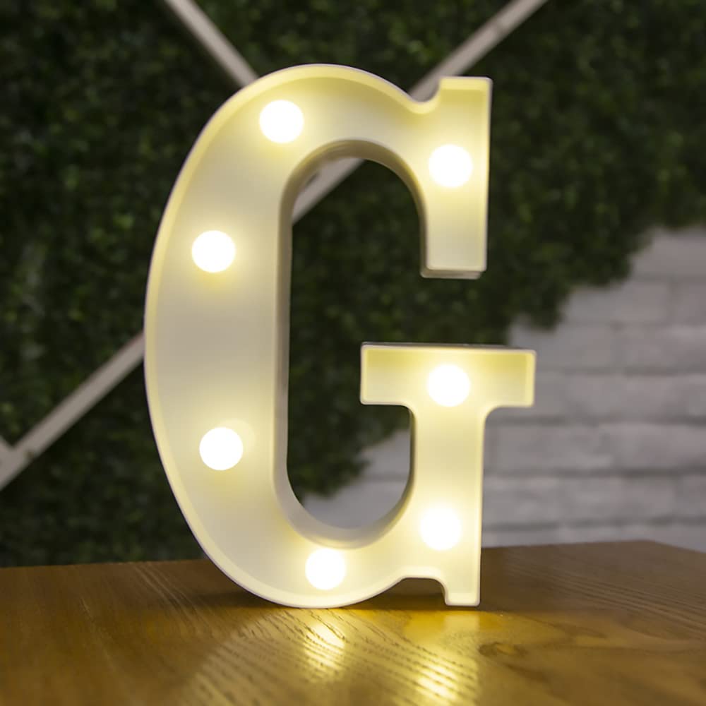 Tiardey letter lights LED symbol shape, Alphabet Plastic Marquee Table Lamps, Lighting up Words, Birthday Wedding Party Everyday Home Wall Hanging Decor-G