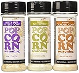 Urban Accents All Natural Gluten Free Premium Popcorn Seasoning 3 Flavor Variety Bundle: (1) Buttery Caramel Corn Popcorn Seasoning, (1) Sweet & Salty Kettle Corn Popcorn Seasoning, and (1) Tangy Dill Pickle Popcorn Seasoning, 2.25-2.75 Oz. Ea.